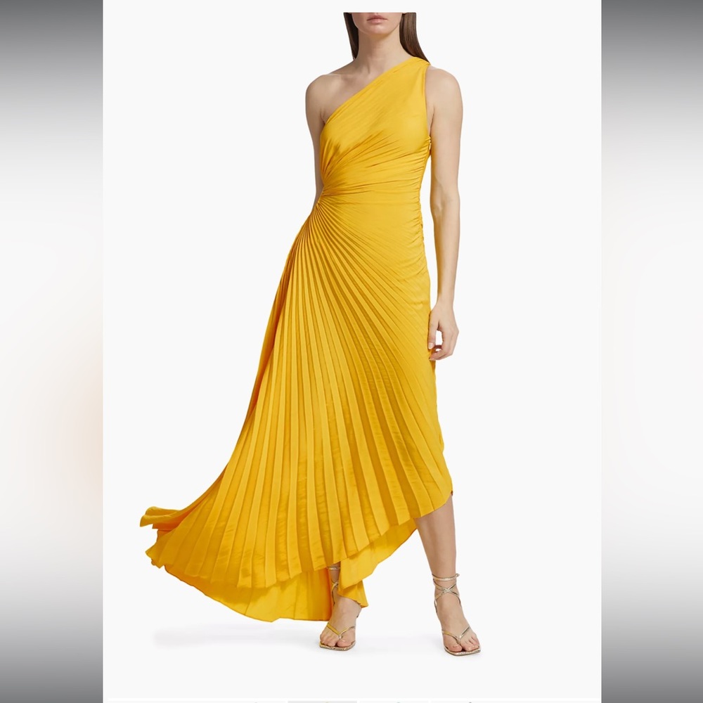 A.L.C. Delfina Pleated One-Shoulder Gown